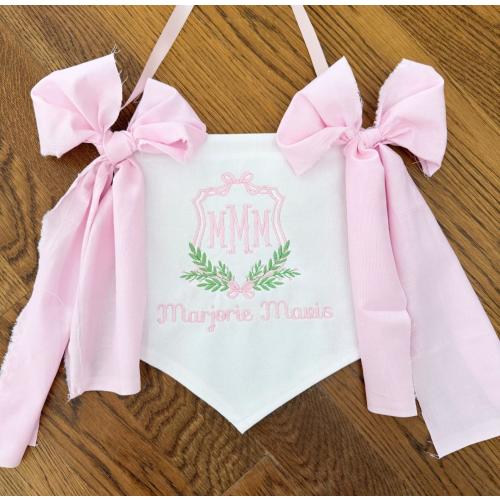 Baby Girl Banner with Custom Embroidered Monogram Frame