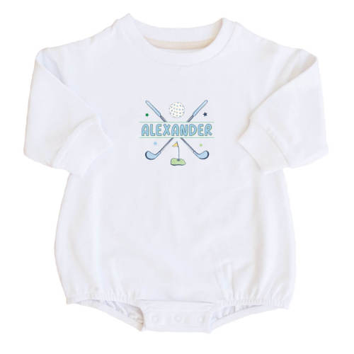 Personalized Country Club Cuties Graphic Sweatshirt Bubble Romper | White