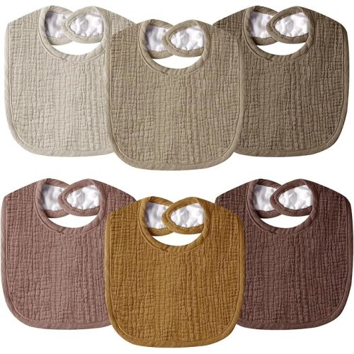 Muslin Baby Bibs for Unisex Boys Girls, Cotton Drool Bibs, Adjustable Newborn Bibs for Drooling and Teething