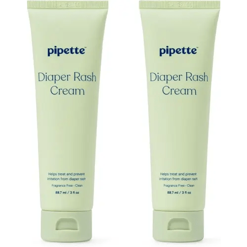 Pipette Diaper Rash Cream - Relieve & Prevent Diaper Rash with Non-Nano Zinc Oxide, Fragrance-Free Baby Butt Cream, Non-Toxic Daily Protective Balm, 3 fl oz (2 Pack)