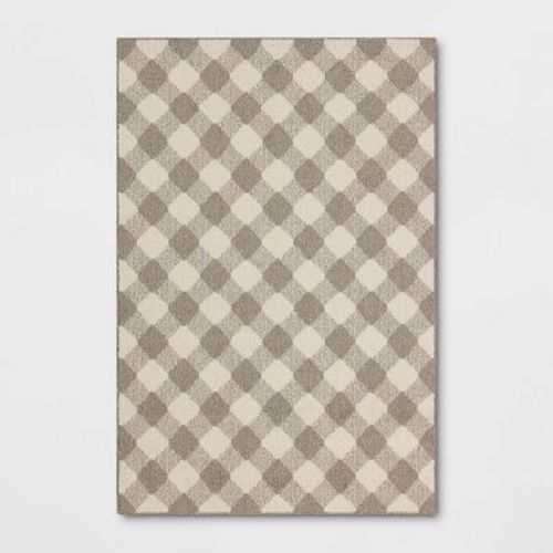 Gingham Washable Rug Heathered Gray/Ivory - Threshold™