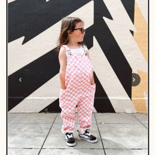 Pink Checkered Overalls