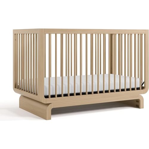 Storkcraft Santorini Deluxe 5-in-1 Convertible Crib with Bonus Toddler Guardrail (Driftwood) – GREENGUARD Gold Certified, Toddler Guardrail Included in Box, Fits Standard Crib Mattress