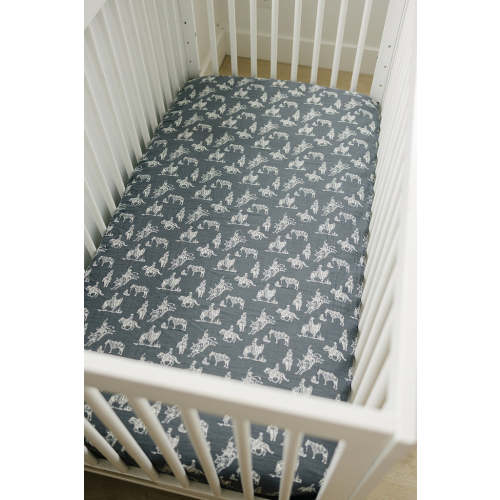 Mebie Baby Wild West Muslin Crib Sheet, 100% Cotton, Baby Essentials, Rodeo Collection