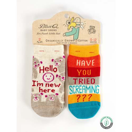 Hello I'm New Here/ Have You Ever Tried Screaming??? Baby Socks