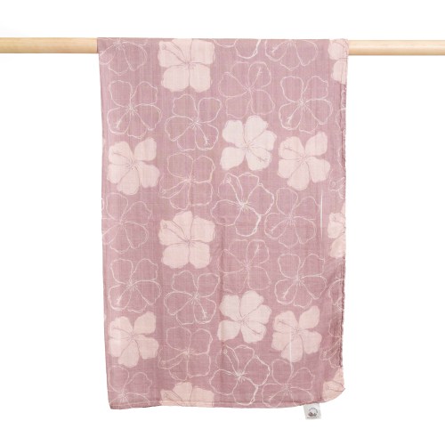 Purple Kokiʻo Hibiscus Bamboo Muslin Pareo