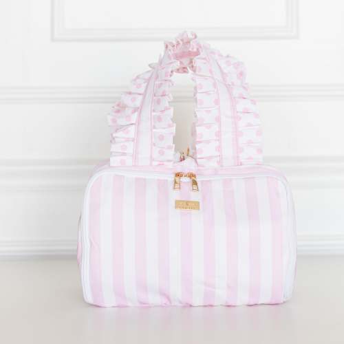 Pink Polka Stripe Ruffled Nylon Cutie Caddie