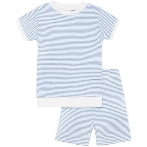 GUISBY Baby Short Sleeve Cotton Pajamas Waffle Sleepers T-shirt and Shorts Set for Boy Girl