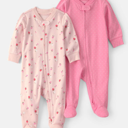 Baby Girl 2-Pack Strawberry Sleeper - Pink | Carter’s Oshkosh Canada
