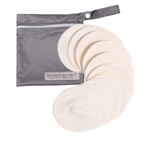 Kindred Bravely Organic Reusable Nursing Pads, Washable, for Breastfeeding & Leaking with Carry Bag, 10 Pack 4.5" D (Twilight Regular)