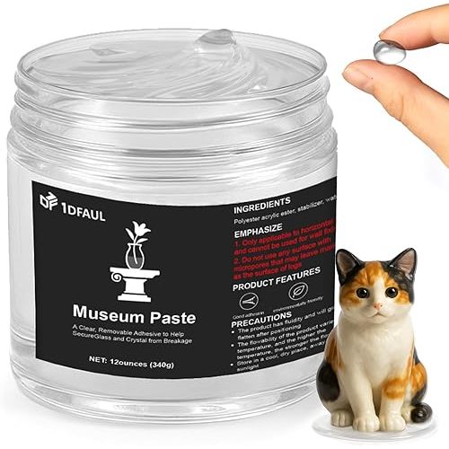 12 oz Exhibits Gel for Museum, Removable Clear Museum Paste Putty Wax, Reusable & No Residue, Fixed Collection Artifacts and Decorations to Prevent Vibration, Falling