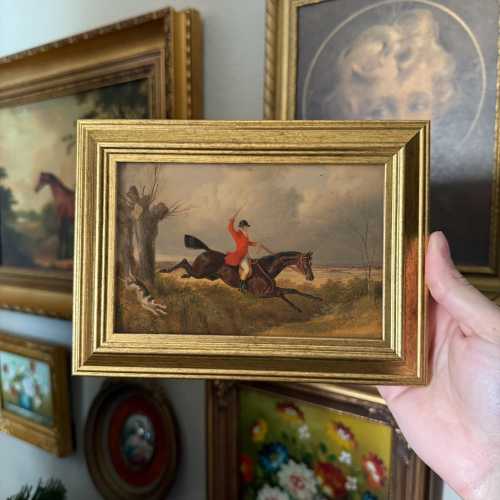 Vintage Inspired Fox Hunt Scene Art Print – Man Riding Horse | Antique-Inspired Nursery Wall Decor | Gallery Wall Vintage Painting