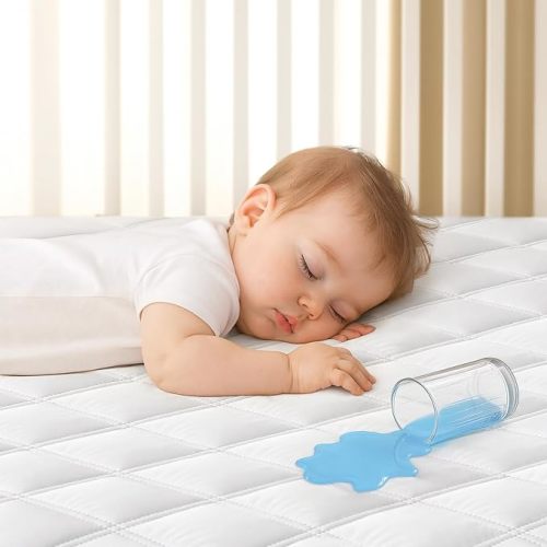 Yoofoss Waterproof Crib Mattress Protector Quilted Sheets Fitted 52''x28''