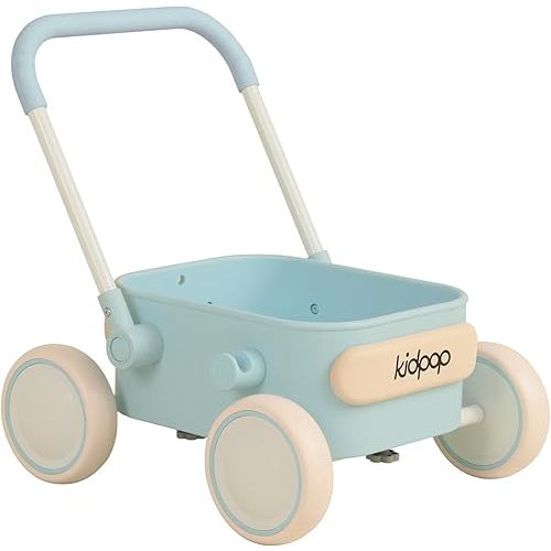 Kidpop PULA 2-in-1 Push and Pull-Along Wagon, Baby Push Walker for First Learner from 7 Month to 4 Year, One Year Birthday Gifts, Sturdy and Safe, Indoors and Outdoors (Blue)
