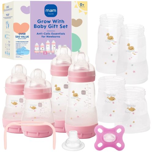 MAM Grow with Baby Anti-Colic+ Bottle & Pacifier Set 0+ Months, Girl