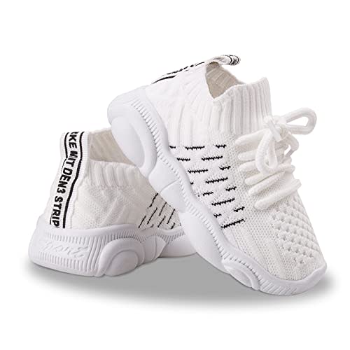 Toddler Baby Girls Boys Tennis White Walking Barefoot Slip on Shoes 18-24 Months Size 5 Wide Toe Box Summer Soft Sole Flexible Dinosaur Cheer Shoes Breathable Outdoor Soccer Rubber Sneakers