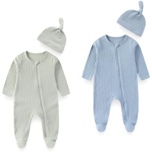 Long Sleeve Baby Footies With Accessories Cotton Infant Romper