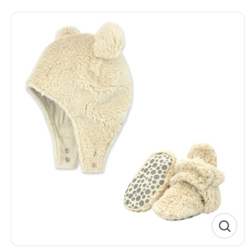 Furry Bootie and Furry Bear Hat Set - Oat – Zutano