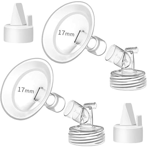 PumpMom-us 17mm Oval Flanges with Soft Rim Compatible with Spectra S2 S1 9 Plus Breastpumps Accessories, Replacement Breast Shield and Duckbill Valves for Spectra Pump Parts and Spectra Flange