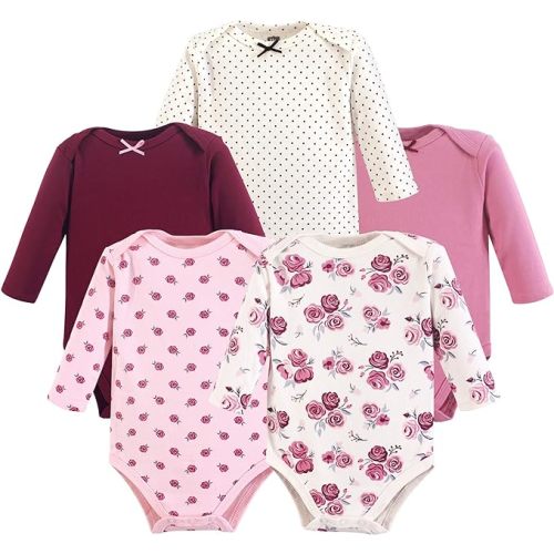 Hudson Baby baby-girls Cotton Long-sleeve Bodysuits 5-pack