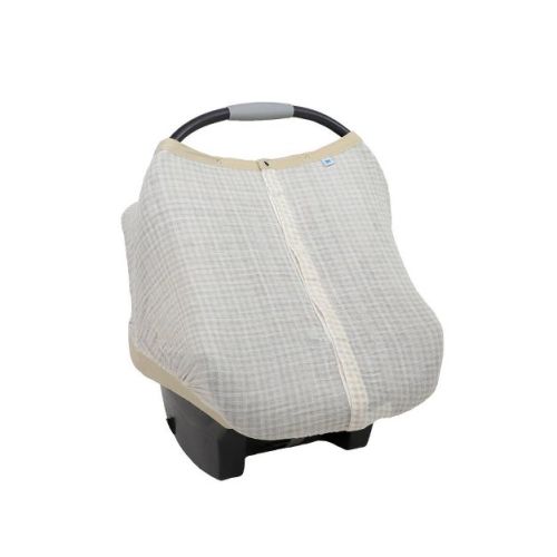 Little Unicorn Cotton Muslin Car Seat Canopy - Tan Gingham
