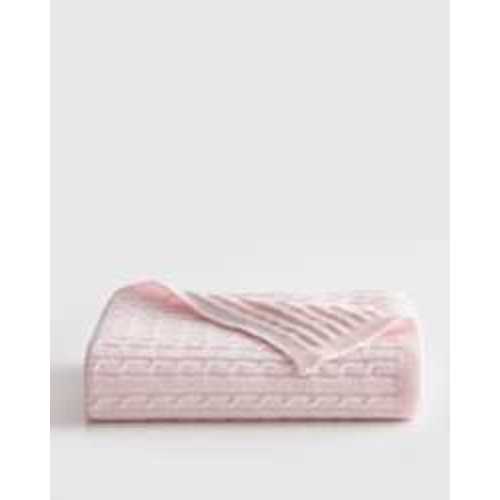 Luxe Cable Knit Cashmere Baby Blanket in Minimal Pink