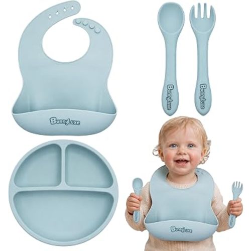 Silicone Baby Bibs – BPA-Free Waterproof, Adjustable Toddler Feeding Bibs Dishwasher Safe Easy Clean