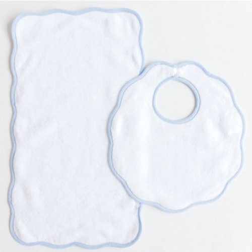 Scallop-edge Bib & Burp Set - Striped