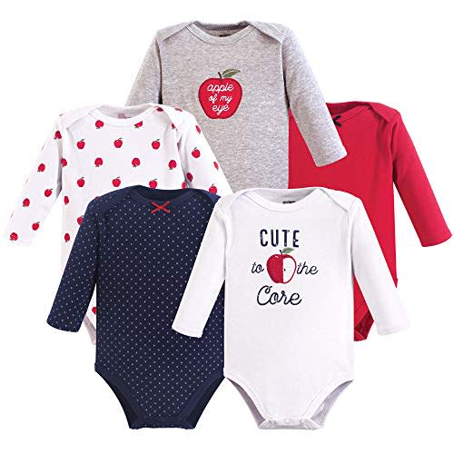 Hudson Baby baby-girls Cotton Long-sleeve Bodysuits 5-pack
