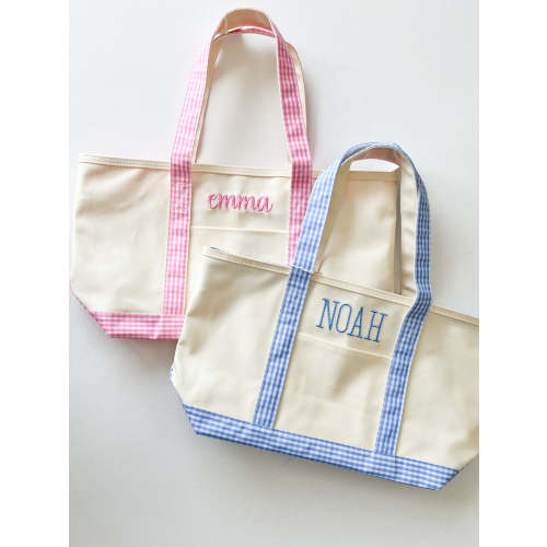 Medium Gingham Tote | Sky