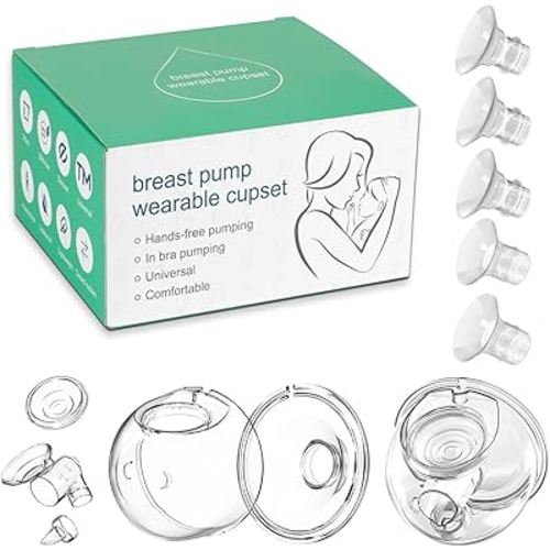 Wearable Breast Pump Parts Milk Collector Cup 24mm Flange Compatible with Momcozy/TSRETE S9/S12 Pump Replacement Parts, Extra 5pcs Flange Inserts