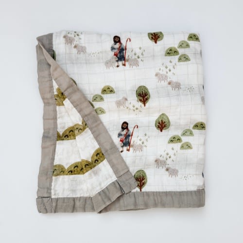 Psalm 23 The Lord is my Shepherd - Luxury Reversible Muslin Blanket