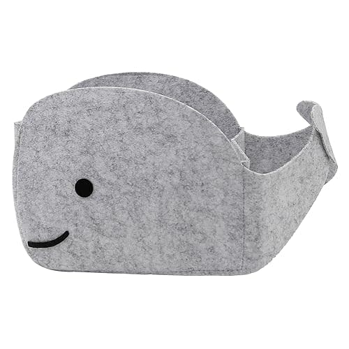 Aynaxcol Storage Basket Felt Storage Bin Whale Shaped Collapsible & Convenient Box Organizer with Carry Handles for Home Bedroom Closet Babies Nursery Toys (Small)
