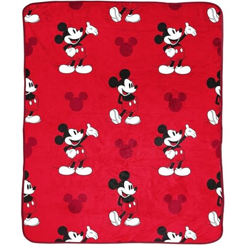 Jay Franco Disney Mickey Mouse Plush Throw Blanket - Measures 50 x 60 Inches - Kids Super Soft Red Fleece Bedding