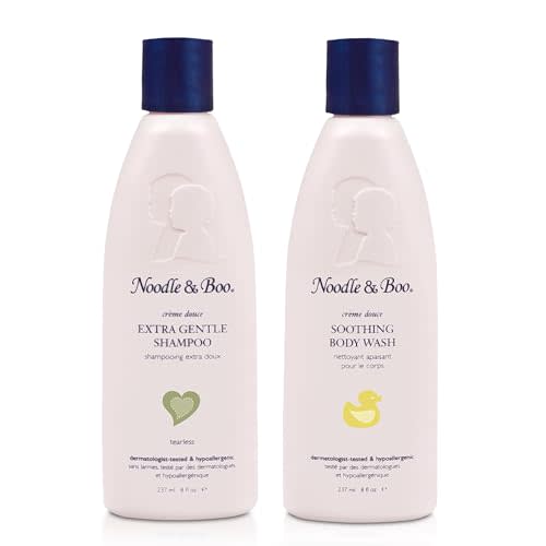 Noodle & Boo Extra Gentle Shampoo, 8 Fl Oz (Pack of 1) + Noodle & Boo Soothing Baby Body Wash for Gentle Baby Care, 8 Fl oz