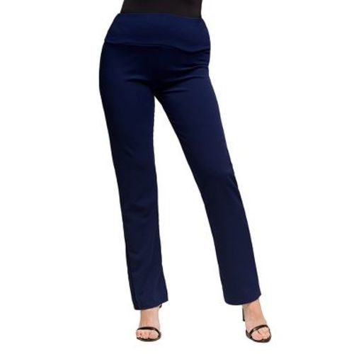 24seven Comfort Apparel Maternity Comfortable Stretch High Waist Dress Pants-Navy-3X