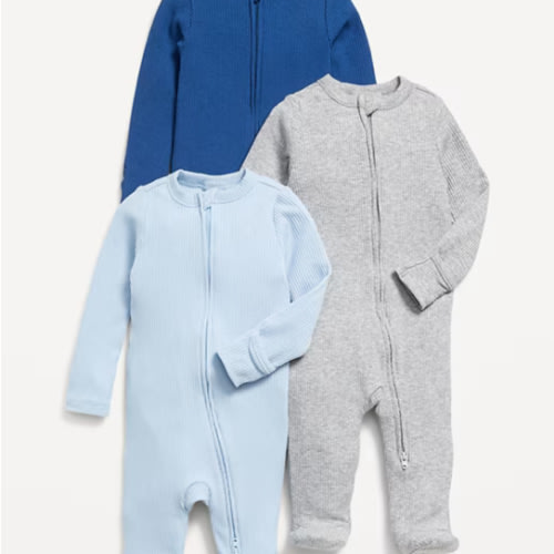 2-Way-Zip Sleep & Play Footed One-Piece 3-Pack for Baby