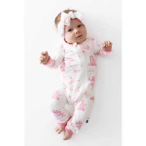 Zippered Romper in Toile Ballet