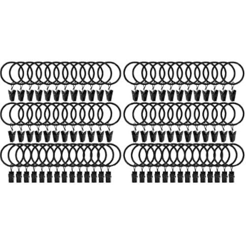 WeeksEight 88 Pack Black Curtain Rings with Clips, Curtain Hooks Hangers Clip Rings for Hanging Drapes Bows Hat, Drapery Rings 1 in I D, Fits up to 5/8 in Diameter Curtain Rod.