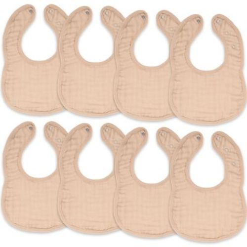 Comfy Cubs Muslin Cotton Baby Bibs, 8 Pack, Adjustable Size with Easy Snaps, Soft and Super Absorbent - Blush