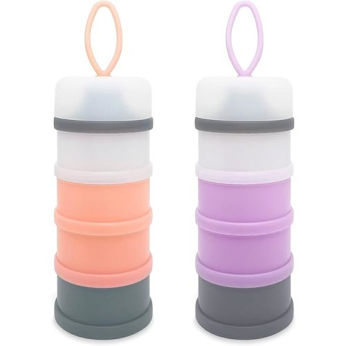 Baby Formula Dispenser, Formula Container, Portable Milk Powder Dispenser Container, Baby Feeding Travel Storage Container, Non-Spill Stackable Baby Snack Storage Container, BPA Free, 2 Packs
