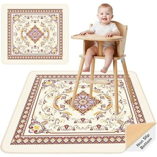Splat Mat for Under High Chair Waterproof Non Slip Floor Mat for Baby