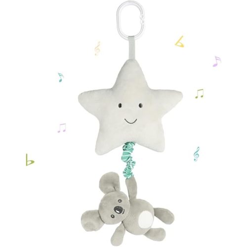 Baby Hanging Musical Toy With Music Box, Lullaby Pull Sensory for Babies Boys and Girls, Clip On Infant Pram Pushchair Cribs Strollers Car Seats, Star