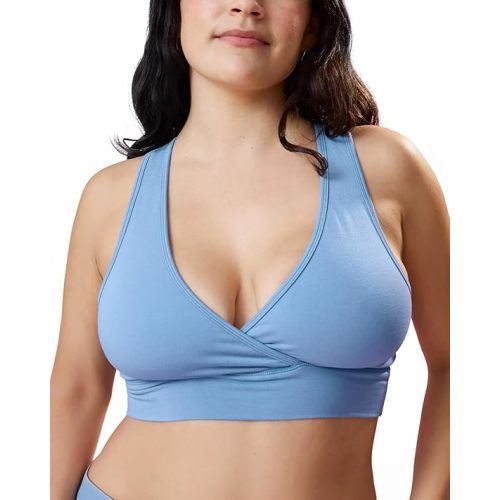 Kindred Bravely French Terry Nursing Bra for Breastfeeding and Sleep, Racerback Crossover, Soft and Stretchy Maternity Bra
