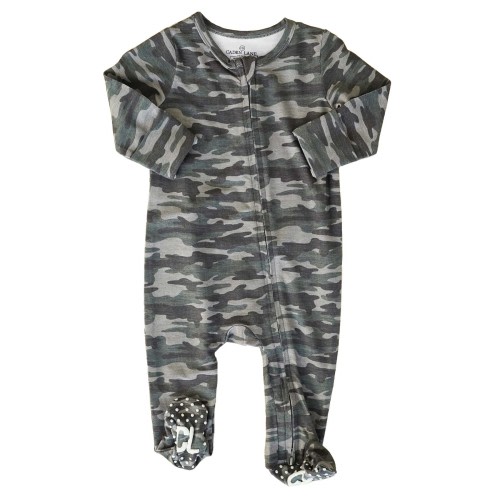 Camo Crew Zipper Footie, 3-6 Months