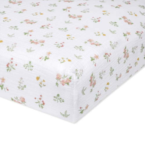 aden + anais essentials Cotton Muslin Crib Sheet, Pink, Country Floral, Infants, Girls