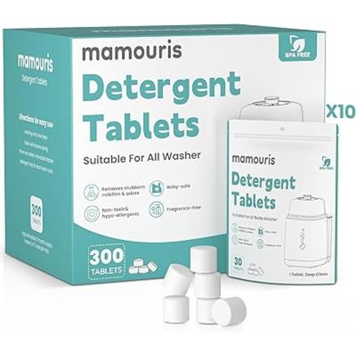 300PCS Official Detergent Cleaning Tablets: for Baby Brezza Grownsy Papablic Momfann Bottle Washer - Baby Bottle Washer Tablets for All Brands Bottles Washers Machines