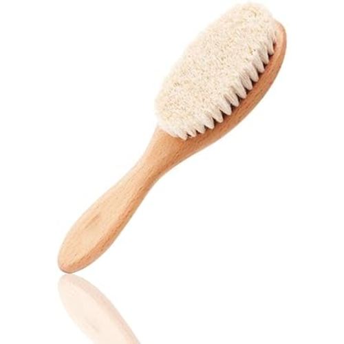 BoAn Wooden Baby Hair Brush,Natural Soft Goat Bristles,Cradle Cap Brush for Newborns & Toddlers,Perfect Scalp Grooming Product for Infant