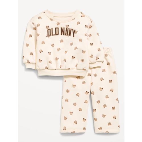 Printed Logo Graphic Sweatshirt and Sweatpants Set for Baby
