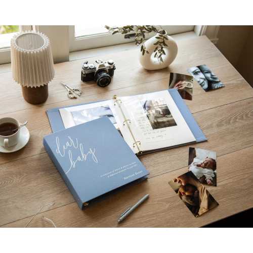 Dear Baby Linen Photo Album Binder - Memory Book for Photos Letters Scrapbook Gift Keepsake Kids Children Son Daughter from Mom Dad Family